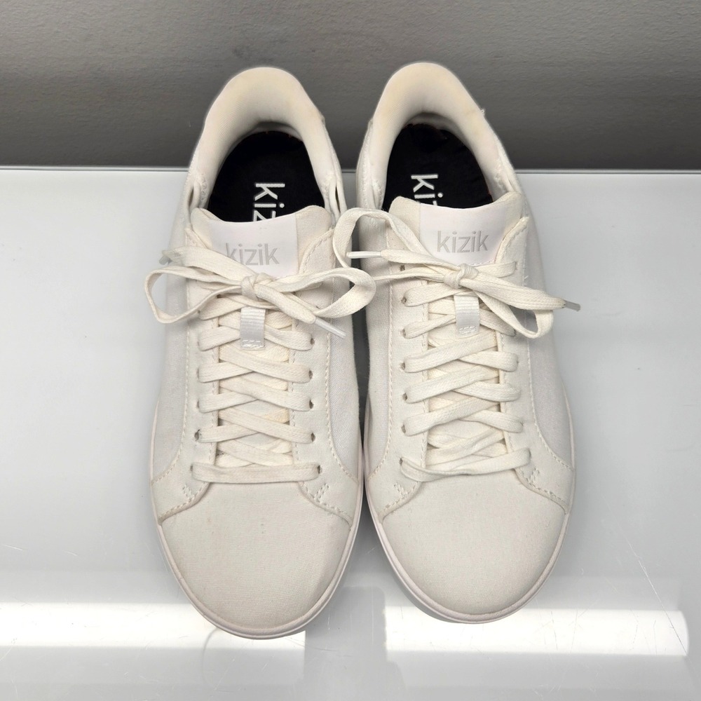 Kizik Irvine Sneakers Women 8.5W Ivory White Canvas Hands Free Slip On Lace Up - Picture 2 of 9